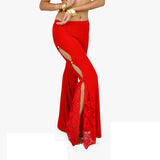 High Slit Dance And Yoga Pants With Rhinestones